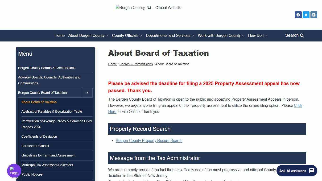 About Board of Taxation – Bergen County, NJ – Official Website